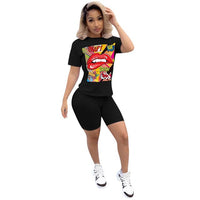 Women Sport Tracksuit Two Piece Set Summer Letter Print Short Sleeve Crop Top TShirt Pants Suit Jogging Outfit Club Matching Set
