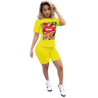 Women Sport Tracksuit Two Piece Set Summer Letter Print Short Sleeve Crop Top TShirt Pants Suit Jogging Outfit Club Matching Set