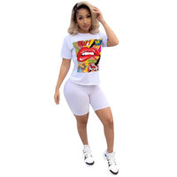 Women Sport Tracksuit Two Piece Set Summer Letter Print Short Sleeve Crop Top TShirt Pants Suit Jogging Outfit Club Matching Set