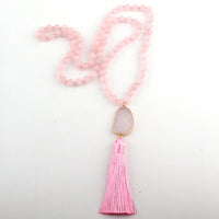 Fashion Bohemian Tribal Jewelry Natural Stones Long Knotted Moon Stone Tassel Necklaces Women Necklace Dropship