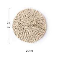 Home Mat Natural Straw Design Table Insulation Pad Round Placemats Dining Table Mats Kitchen Accessories Decoration Pad Coaster