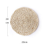 Home Mat Natural Straw Design Table Insulation Pad Round Placemats Dining Table Mats Kitchen Accessories Decoration Pad Coaster