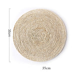 Home Mat Natural Straw Design Table Insulation Pad Round Placemats Dining Table Mats Kitchen Accessories Decoration Pad Coaster