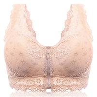 Female Vest Front Zipper Push Up Bra Full Cup Sexy Lace Bras For Women Bralette Top Plus Size Seamless Wireless Gather Brassiere