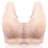 Female Vest Front Zipper Push Up Bra Full Cup Sexy Lace Bras For Women Bralette Top Plus Size Seamless Wireless Gather Brassiere