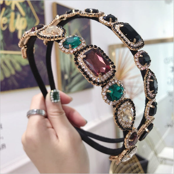 New High-end hair accessories women&#39;s rhinestones super flash alloy diamonds fine side hairband headband fashion girl hair band