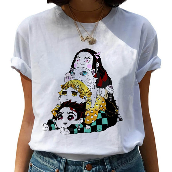 Funny Japanese Anime Kimetsu No Yaiba Demon Slayer T Shirt Graphic Top Tees Tshirt Streetwear Punk T-shirt Men Clothes Women
