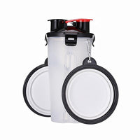 2 In 1 Pet Travel Water Bottle Foldable Dog feed Bowl Drink Cup Food Container Silicone Outdoor Portable Dog Cat Feeder