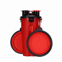2 In 1 Pet Travel Water Bottle Foldable Dog feed Bowl Drink Cup Food Container Silicone Outdoor Portable Dog Cat Feeder