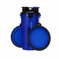 2 In 1 Pet Travel Water Bottle Foldable Dog feed Bowl Drink Cup Food Container Silicone Outdoor Portable Dog Cat Feeder