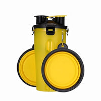 2 In 1 Pet Travel Water Bottle Foldable Dog feed Bowl Drink Cup Food Container Silicone Outdoor Portable Dog Cat Feeder