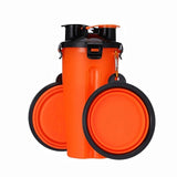 2 In 1 Pet Travel Water Bottle Foldable Dog feed Bowl Drink Cup Food Container Silicone Outdoor Portable Dog Cat Feeder