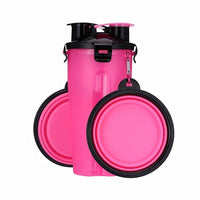 2 In 1 Pet Travel Water Bottle Foldable Dog feed Bowl Drink Cup Food Container Silicone Outdoor Portable Dog Cat Feeder