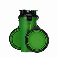 2 In 1 Pet Travel Water Bottle Foldable Dog feed Bowl Drink Cup Food Container Silicone Outdoor Portable Dog Cat Feeder