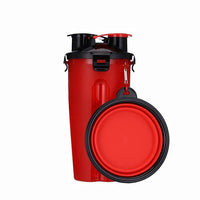 2 In 1 Pet Travel Water Bottle Foldable Dog feed Bowl Drink Cup Food Container Silicone Outdoor Portable Dog Cat Feeder