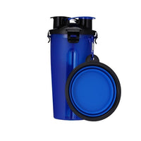 2 In 1 Pet Travel Water Bottle Foldable Dog feed Bowl Drink Cup Food Container Silicone Outdoor Portable Dog Cat Feeder