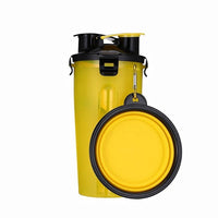 2 In 1 Pet Travel Water Bottle Foldable Dog feed Bowl Drink Cup Food Container Silicone Outdoor Portable Dog Cat Feeder