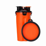 2 In 1 Pet Travel Water Bottle Foldable Dog feed Bowl Drink Cup Food Container Silicone Outdoor Portable Dog Cat Feeder
