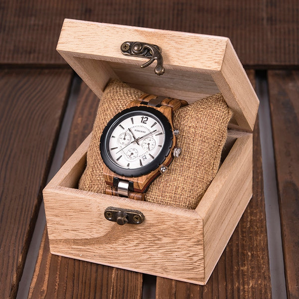 BOBO BIRD Men Watch Wood Luxury Stylish Watches Timepieces Chronograph Military Quartz Great Men&#39;s Gift relogio masculino W-R22