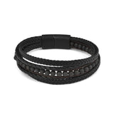 Jiayiqi Fashion Natural Stone Beads Men Bracelet Multilayer Leather Bracelet Punk Jewelry Stainless Steel Magnetic Clasp Bangles
