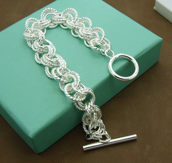 Men&#39;s &amp; Women&#39;s 925 Sterling Silver Bracelet Fashion Silver Charm Bracelet Jewelry Gift