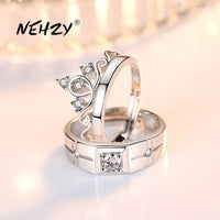 NEHZY 925 sterling silver new jewelry fashion couple ring engagement wedding anniversary gift woman man crown open ring