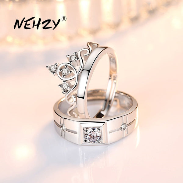 NEHZY 925 sterling silver new jewelry fashion couple ring engagement wedding anniversary gift woman man crown open ring