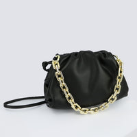 Fashion Women Genuine Leather Handbag Girls High Quality Thick Chain Cloud Bag Dumpling Clutch Bag Female Shoulder hobo bag