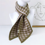 Luxury Brand Female Angled Sharp Houndstooth Warm Long Narrow Small Skinny Neckerchief Knitted Winter Scarf Woman