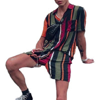 INCERUN Summer Beach Men Sets Printed Short Sleeve Streetwear Lapel Shirt Fashion Shorts Casual Men Hawaiian Suit 2 Pieces 2022