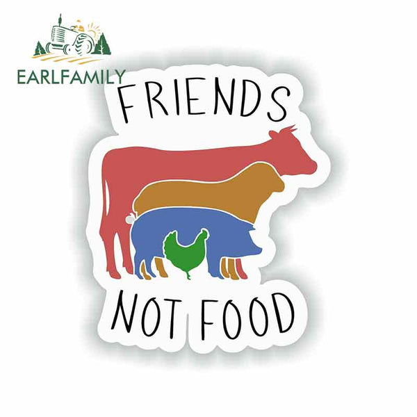 EARLFAMILY 13cm x 10.9cm For Vegan Friends Not Food Vinyl Graphic Decal Repair Creative Stickers Suitable For GTR EVO SX