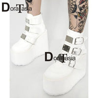 DORATASIA Luxury Brand New Fashion Female Platform Boots Classic Wedges Ankle Boots Women 2020 Metal Buckle Autumn Shoes Woman