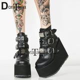 DORATASIA Luxury Brand New Fashion Female Platform Boots Classic Wedges Ankle Boots Women 2020 Metal Buckle Autumn Shoes Woman