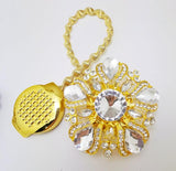 Big Diamond Curtain Tieback Home Decor Crystal Flower Curtain Holder Tensile Spring Steel Wire Belt Magnet Curtain Accessories