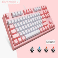 FY108 Pink Mechanical Keyboard USB Wired Computer RU/EN Blue/Brown/Balck/Red Switch Esports Keyboard Gamer 87/108Key PBT Keycaps