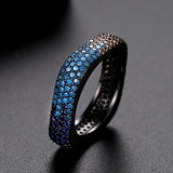 LUOTEEMI Punk Style Black Square Rings for Women or Men with Micro Multicolor Cubic Zirconia Hiphop Cool Fashion Jewelry