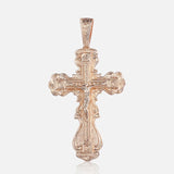 Pendant Necklace 585 Rose Gold Cross Crucifix Clear Crystal for Men Women Prayer Jesus Necklace Chain 50cm Fashion Jewelry GPM26
