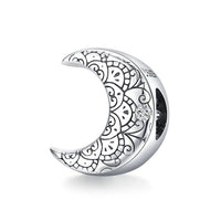 bamoer Genuine 925 Sterling Silver CZ silver Vine &amp; Moon  Original Charm for Brand Female DIY Bracelet Jewelry make SCC1604