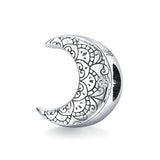 bamoer Genuine 925 Sterling Silver CZ silver Vine &amp; Moon  Original Charm for Brand Female DIY Bracelet Jewelry make SCC1604