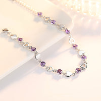 NEHZY 925 Sterling Silver Jewelry Bracelet High Quality Retro Fashion Woman Purple Crystal Heart Bracelet Length 20.5CM