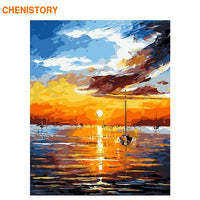 GATYZTORY DIY Painting By Numbers Sea Landscape HandPainted Oil Painting Drawing On Canvas Unique Gift Home Decoration 60×75