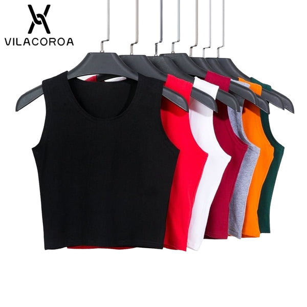 Black Round Neck Sleeveless Harajuku Women&#39;s T-Shirt Cotton Crop Top Women&#39;s Shirt Girls Lady Tee Tops Streetwear Camiseta Mujer