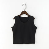 Black Round Neck Sleeveless Harajuku Women&#39;s T-Shirt Cotton Crop Top Women&#39;s Shirt Girls Lady Tee Tops Streetwear Camiseta Mujer