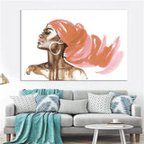 Black and White African Woman Art Canvas Painting Modern Art Portrait Canvas Prints Cuadros Room Office Decoration Canvas Prints