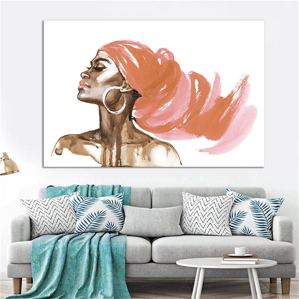 Black and White African Woman Art Canvas Painting Modern Art Portrait Canvas Prints Cuadros Room Office Decoration Canvas Prints