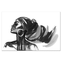 Black and White African Woman Art Canvas Painting Modern Art Portrait Canvas Prints Cuadros Room Office Decoration Canvas Prints