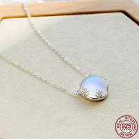 LEKANI Aurora Pendant Halo Crystal Gem S925 Sterling Silver Fashion Necklace Fall Fine Jewelry Women Elegant Anniversary Gift