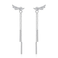 NEHZY 925 sterling silver Jewelry Ladies sweet angel wings after a long paragraph temperament earrings tassel hanging Earrings