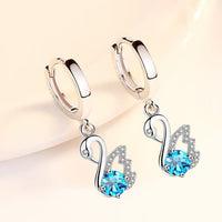 NEHZY 925 sterling silver new women&#39;s fashion jewelry earrings pink blue white crystal zircon long tassel retro swan earrings