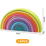 Large Wooden Rainbow Stacker Natural Wooden Rainbow Blocks Wooden Stacking Toys Montessori Educational Toy for Kids Baby Toys